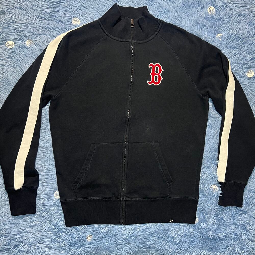47 Brand MLB Boston Red Sox Full Zip Sweater Size Medium Mens Baseball Sports